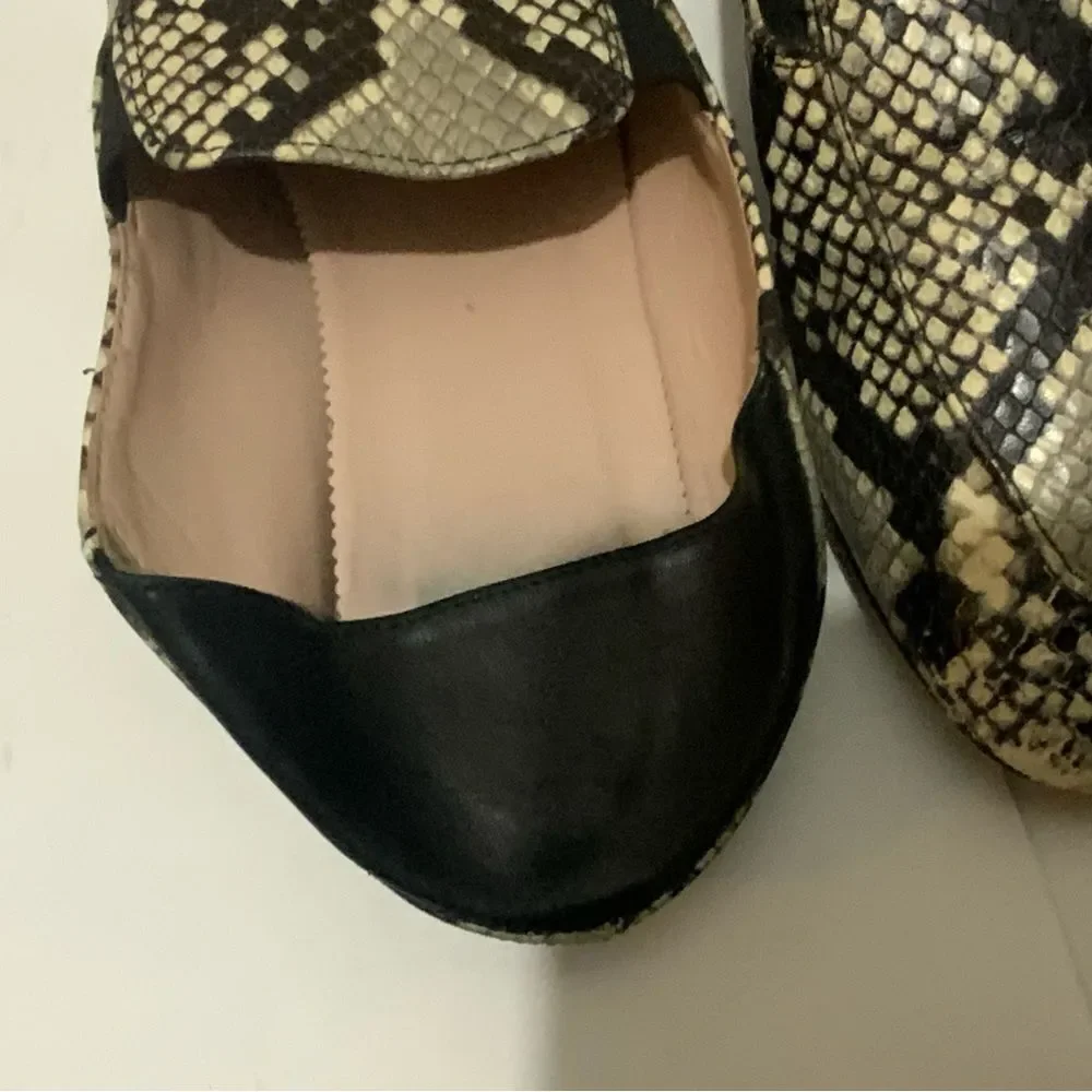 J.Crew Women's Sz 9 Snakeskin Embossed Leather Convertible Mules Loafers